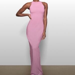 SKIMS Pink Soft Lounge Mock Neck Maxi Dress